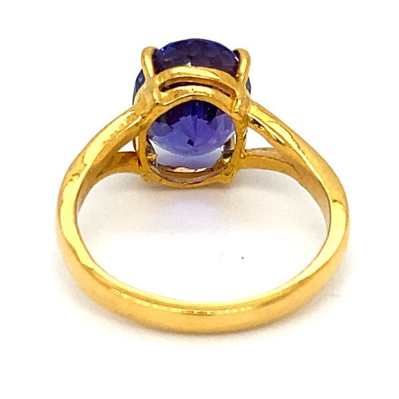 Tanzanite 5.10ct Solid 22K Yellow Gold Ring - Picture 6 of 8